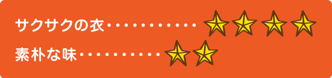 サクサクの衣　★★★★ 素朴な味　★★