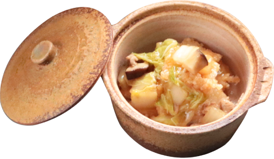 天のつぶのおこげと白菜と豚肉の中華あんかけ